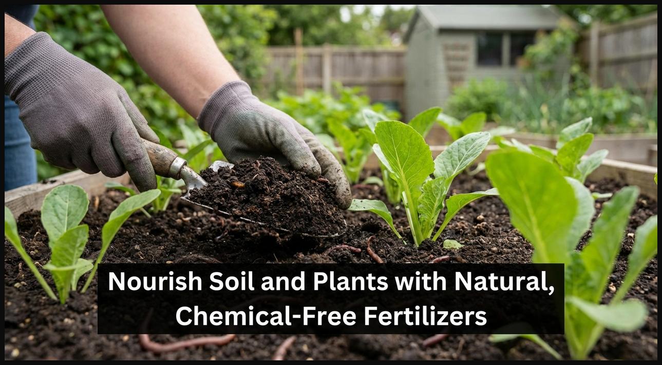 A farmer applying organic fertilizer like compost to a field, illustrating the use of natural nutrients for soil health.